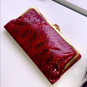 Neiman Marcus Vintage Red Snake Skin Wallet